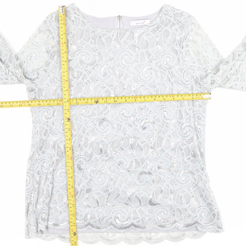 Marks and Spencer Women’s Grey Lace Long Sleeve Blouse Size 16