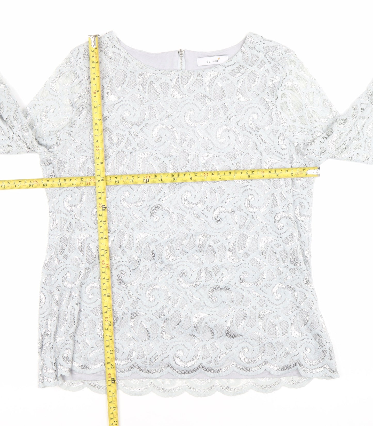 Marks and Spencer Women’s Grey Lace Long Sleeve Blouse Size 16