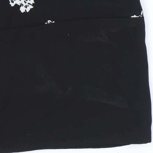 Damart Women’s Black Floral Shift Dress Size 18 Short Sleeve Knee Length