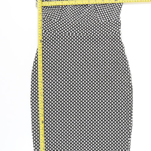New Look Women’s Black Check Bodycon Knee Length Off Shoulder Dress Size 8