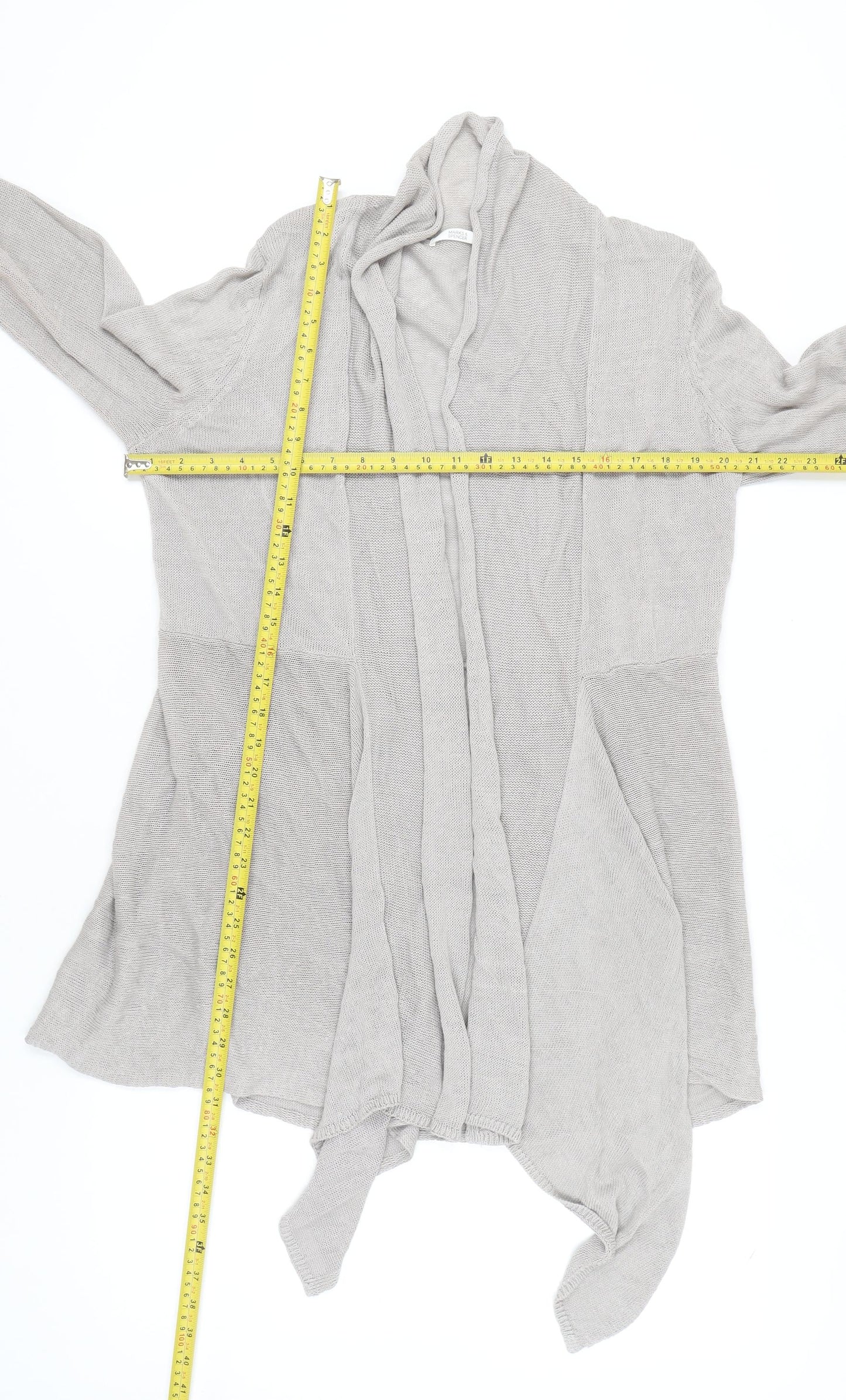 Marks and Spencer Women’s Beige Linen Viscose Open Front Cardigan Size 16