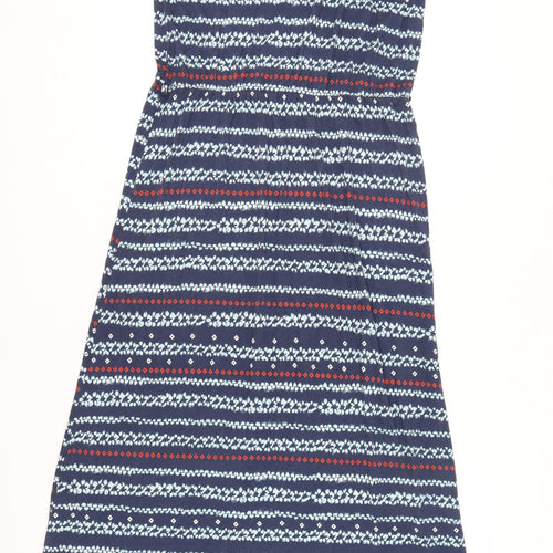 Apricot Womens Blue Geometric Midi Fit & Flare Dress Size 14 Sleeveless
