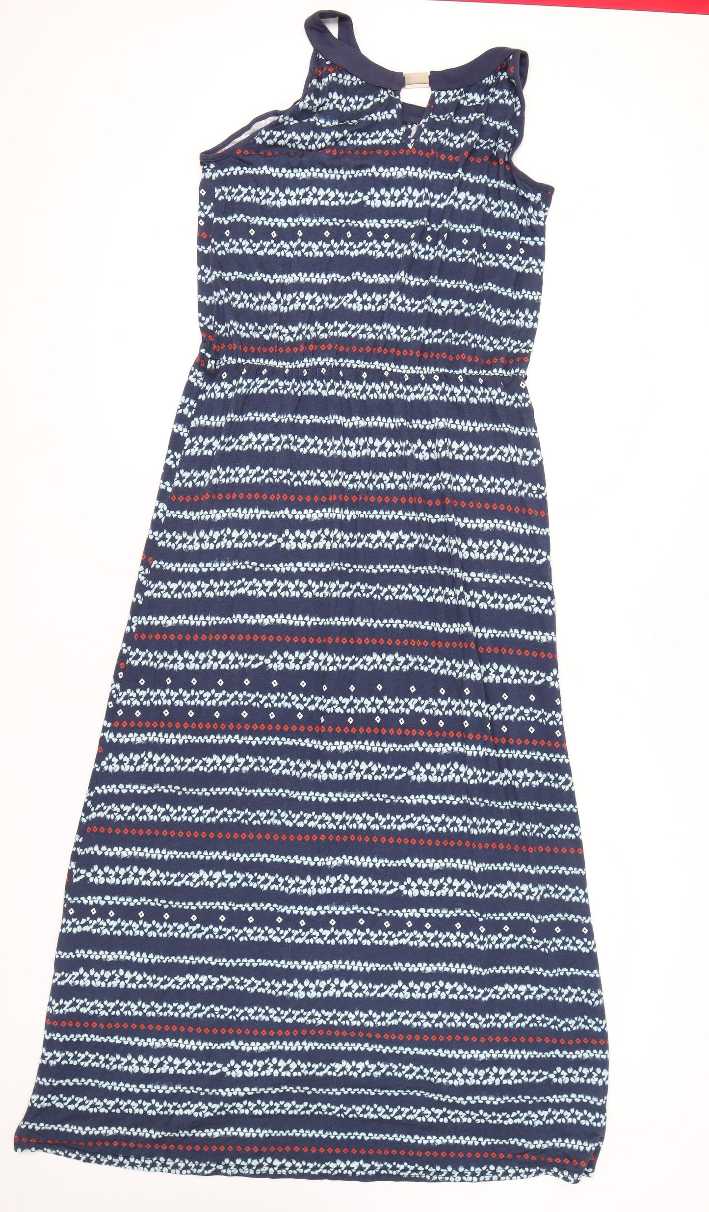 Apricot Womens Blue Geometric Midi Fit & Flare Dress Size 14 Sleeveless