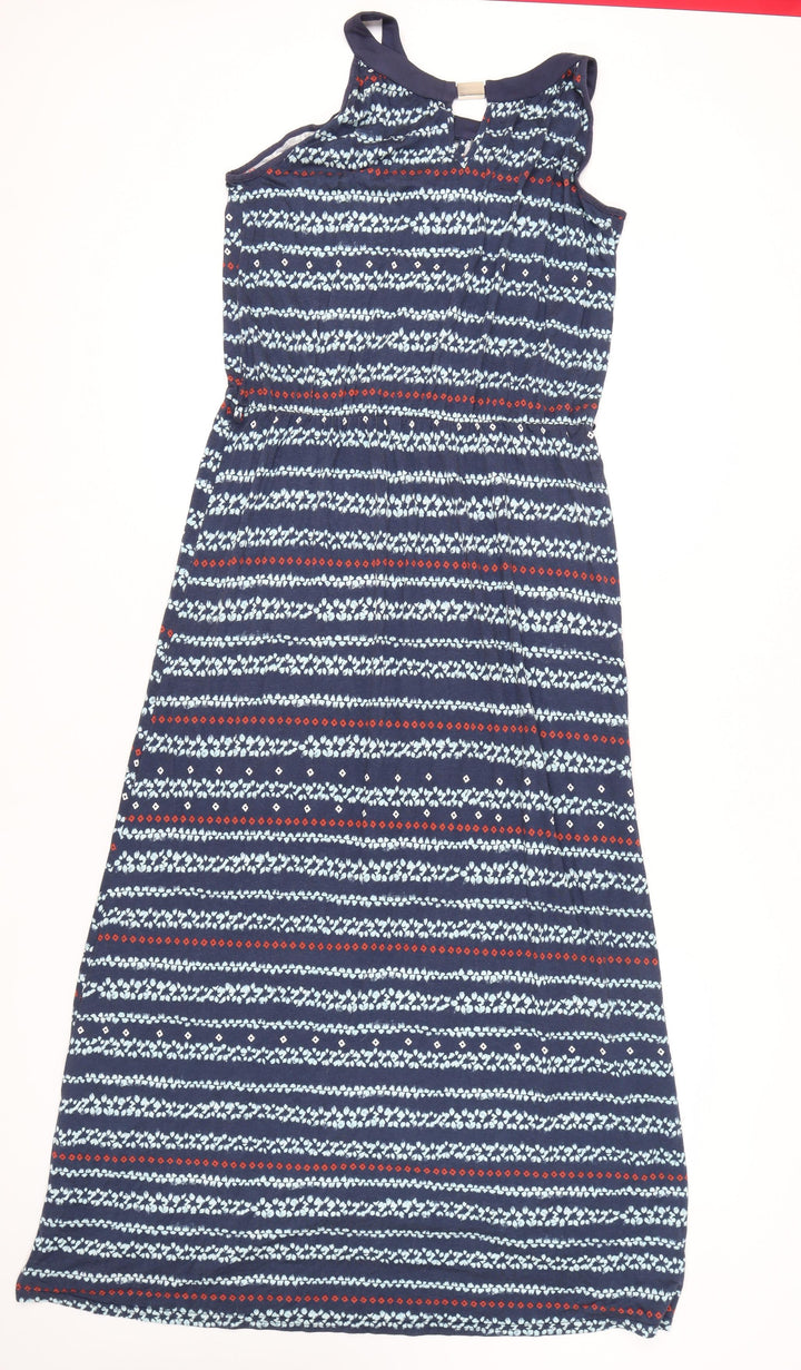 Apricot Womens Blue Geometric Midi Fit & Flare Dress Size 14 Sleeveless