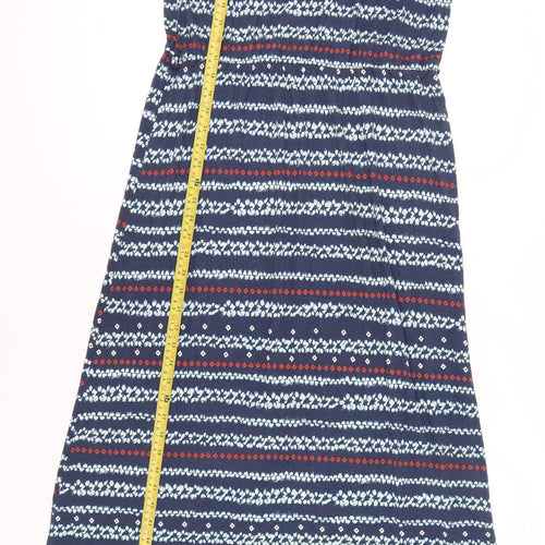 Apricot Womens Blue Geometric Midi Fit & Flare Dress Size 14 Sleeveless