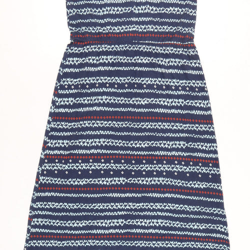 Apricot Womens Blue Geometric Midi Fit & Flare Dress Size 14 Sleeveless