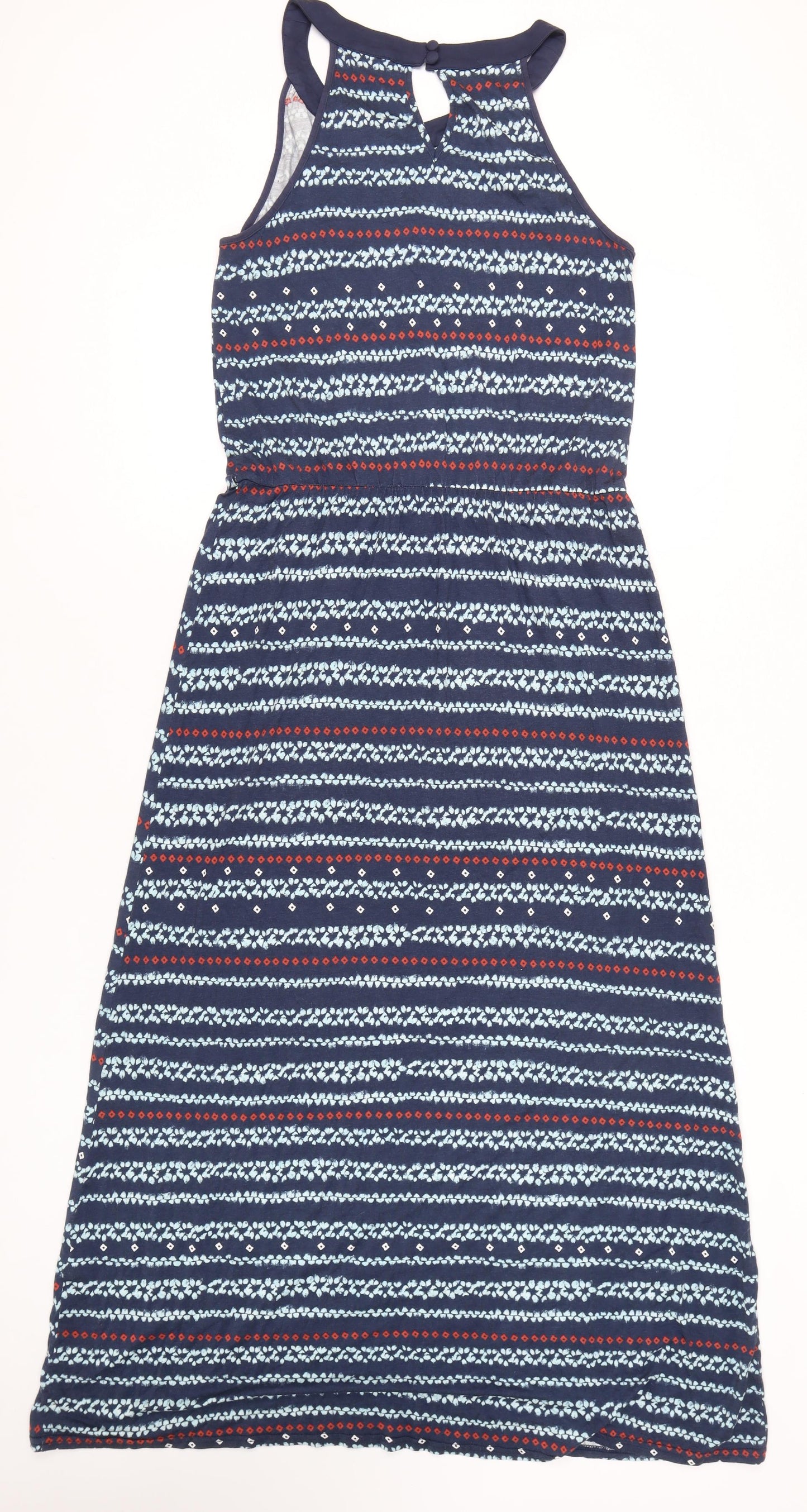 Apricot Womens Blue Geometric Midi Fit & Flare Dress Size 14 Sleeveless