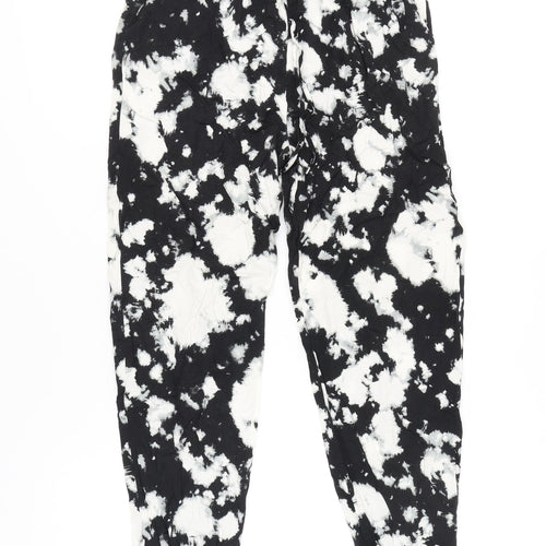 Dorothy Perkins Women’s Black Tie-Dye Jogger Trousers Size 8 Cotton