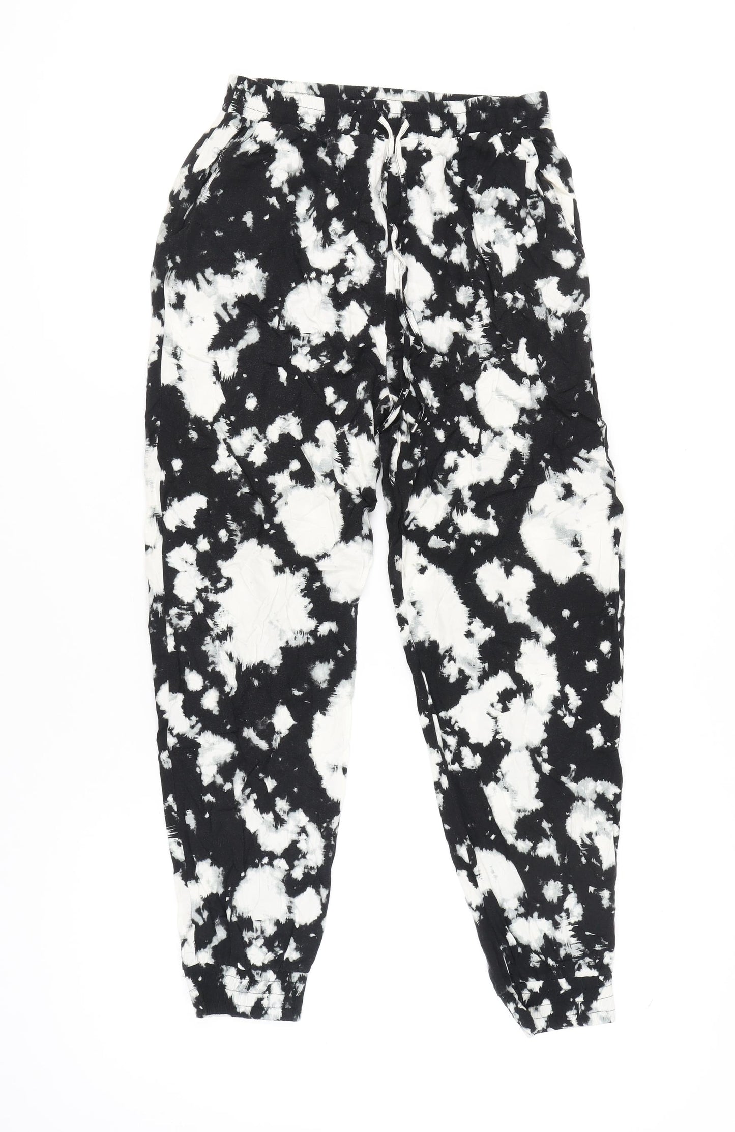 Dorothy Perkins Women’s Black Tie-Dye Jogger Trousers Size 8 Cotton
