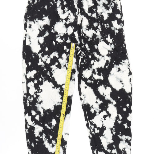 Dorothy Perkins Women’s Black Tie-Dye Jogger Trousers Size 8 Cotton
