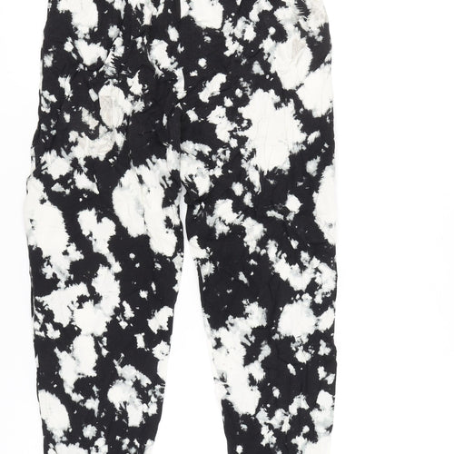 Dorothy Perkins Women’s Black Tie-Dye Jogger Trousers Size 8 Cotton