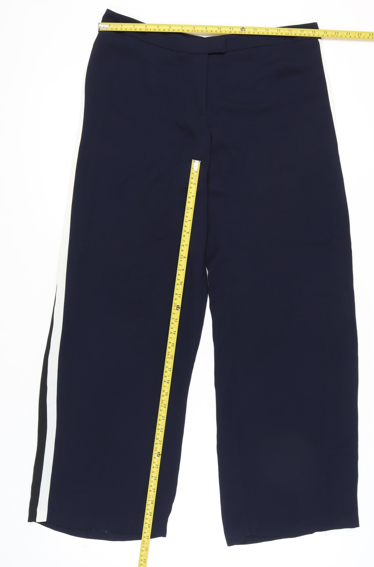 Marks and Spencer Women’s Blue Wide-Leg Side Stripe Trousers Size 16