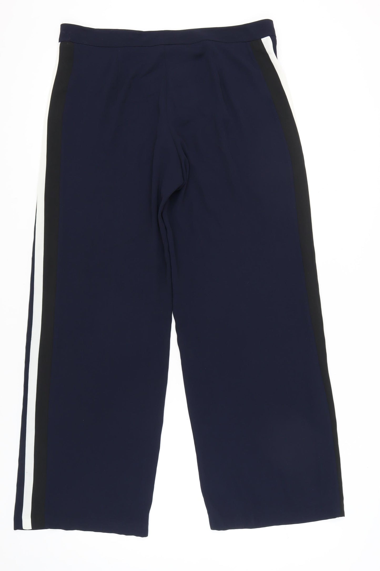 Marks and Spencer Women’s Blue Wide-Leg Side Stripe Trousers Size 16