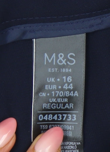 Marks and Spencer Women’s Blue Wide-Leg Side Stripe Trousers Size 16