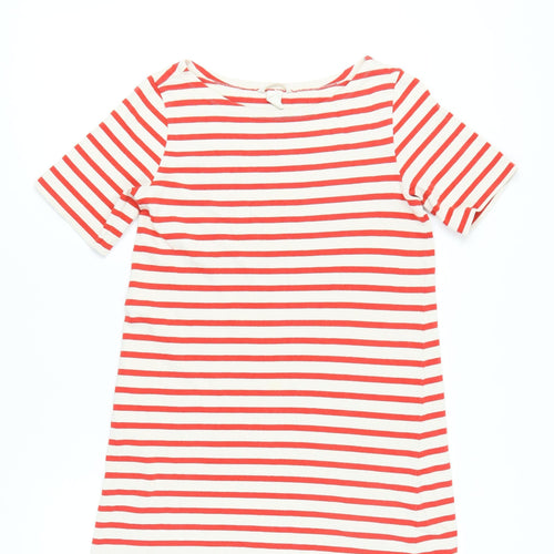H&M Women’s White Red Striped Cotton T-Shirt Dress Size 8 Casual