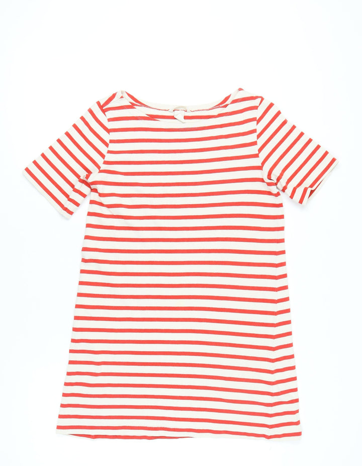 H&M Women’s White Red Striped Cotton T-Shirt Dress Size 8 Casual