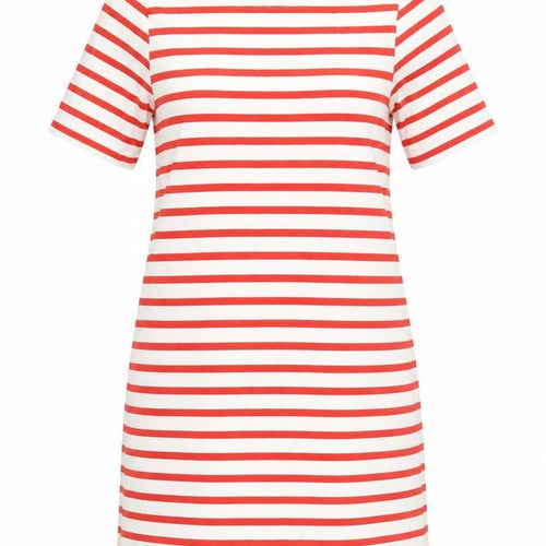 H&M Women’s White Red Striped Cotton T-Shirt Dress Size 8 Casual
