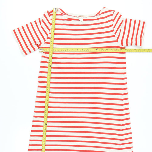 H&M Women’s White Red Striped Cotton T-Shirt Dress Size 8 Casual