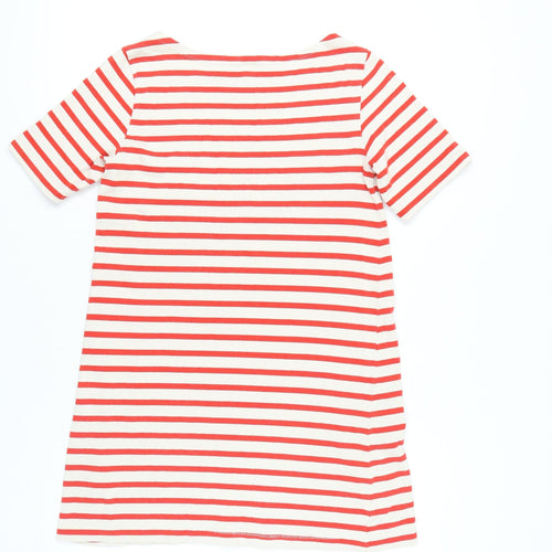 H&M Women’s White Red Striped Cotton T-Shirt Dress Size 8 Casual