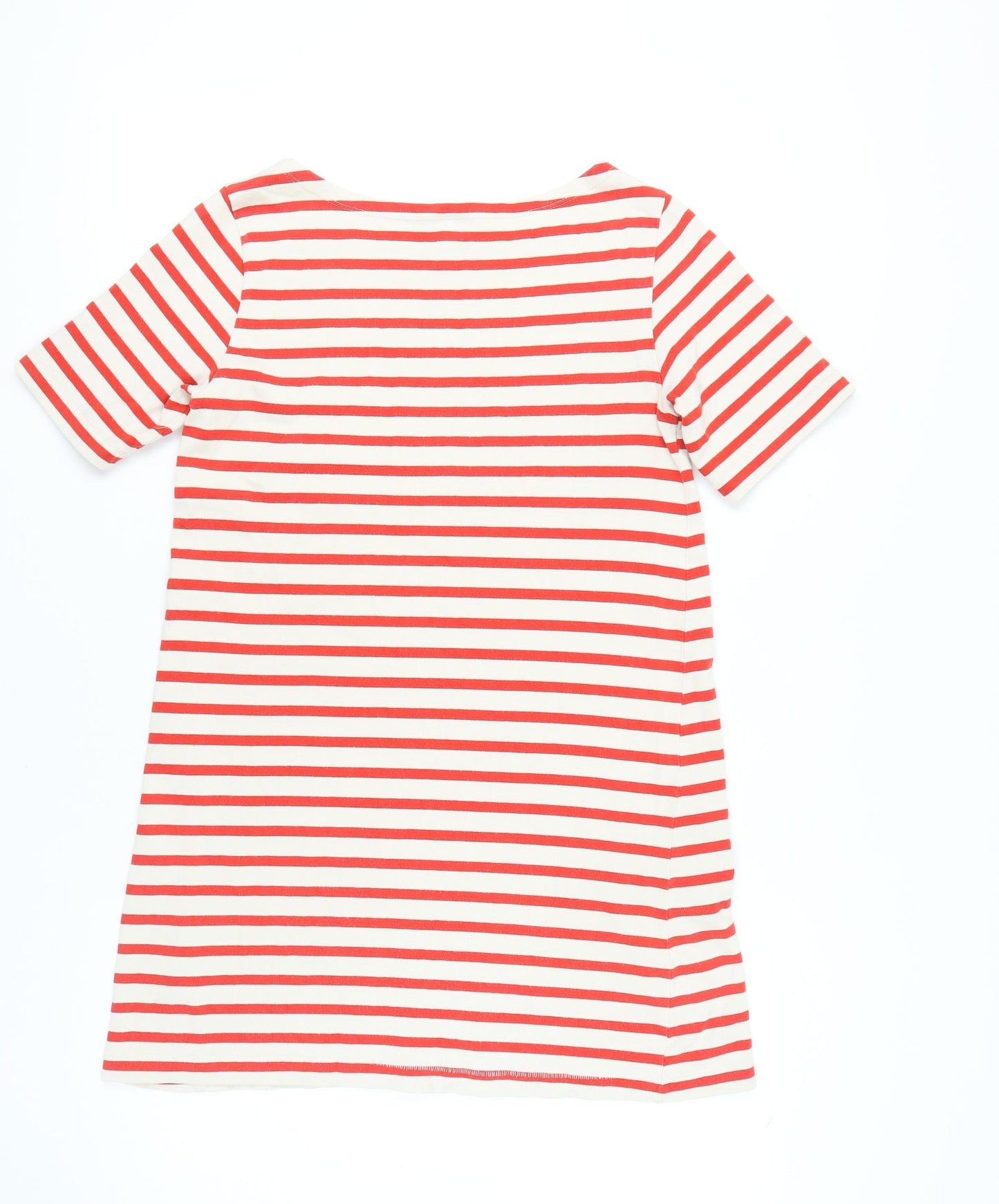 H&M Women’s White Red Striped Cotton T-Shirt Dress Size 8 Casual