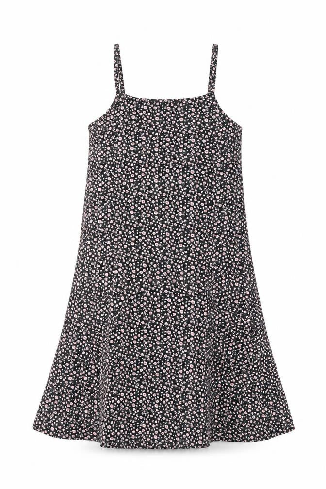 C&A Girls Black Floral A-Line Sleeveless Dress Size 146 Knee Length