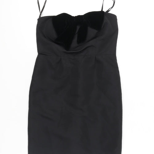 Vila Women’s Black Short Bodycon Bow Party Dress Size S