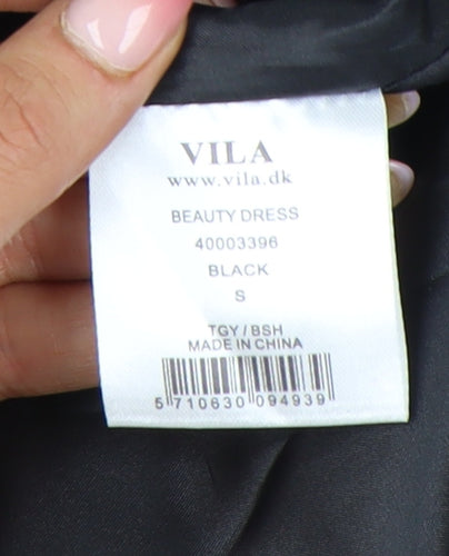 Vila Women’s Black Short Bodycon Bow Party Dress Size S