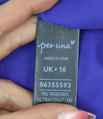 Marks and Spencer Women’s Purple Embroidered Tunic Blouse Size 16