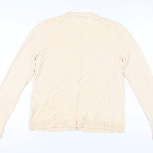 United Colors of Benetton Womens Beige L V-Neck Cardigan 100% Cotton