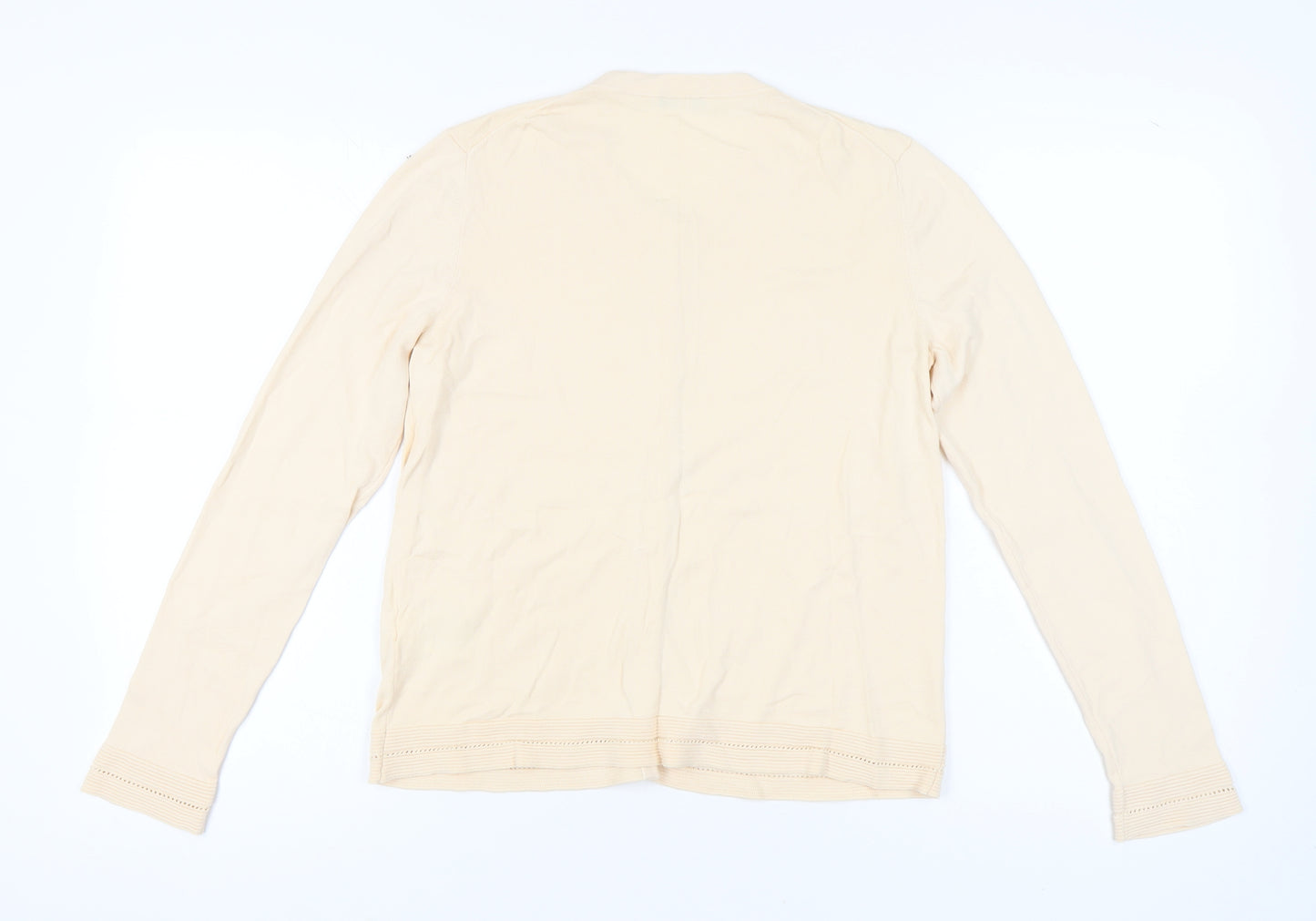 United Colors of Benetton Womens Beige L V-Neck Cardigan 100% Cotton