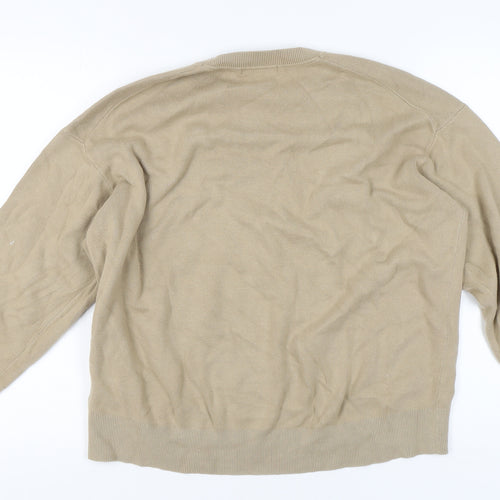 Uniqlo Women's Beige XS Crew Neck Cotton Knit Jumper