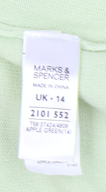 Marks and Spencer Women's Green Size 14 Short Sleeve Pullover Jumper