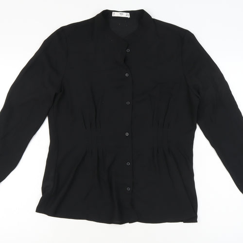 MNG Women’s Black Long Sleeve Button Blouse UK 16 Polyester Regular Fit