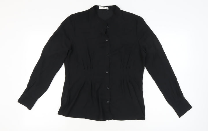 MNG Women’s Black Long Sleeve Button Blouse UK 16 Polyester Regular Fit