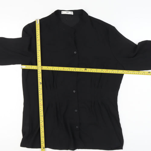 MNG Women’s Black Long Sleeve Button Blouse UK 16 Polyester Regular Fit