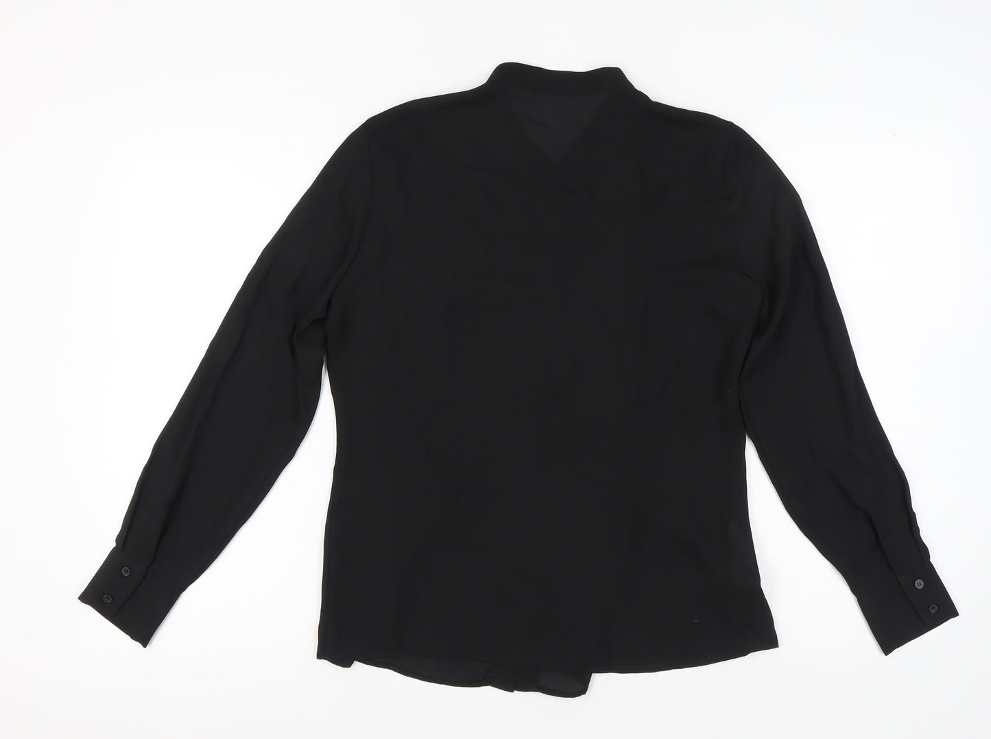 MNG Women’s Black Long Sleeve Button Blouse UK 16 Polyester Regular Fit