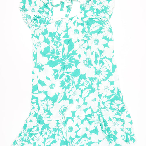 Papaya Women’s Green Floral A-Line Short Dress Size 16 Summer Casual