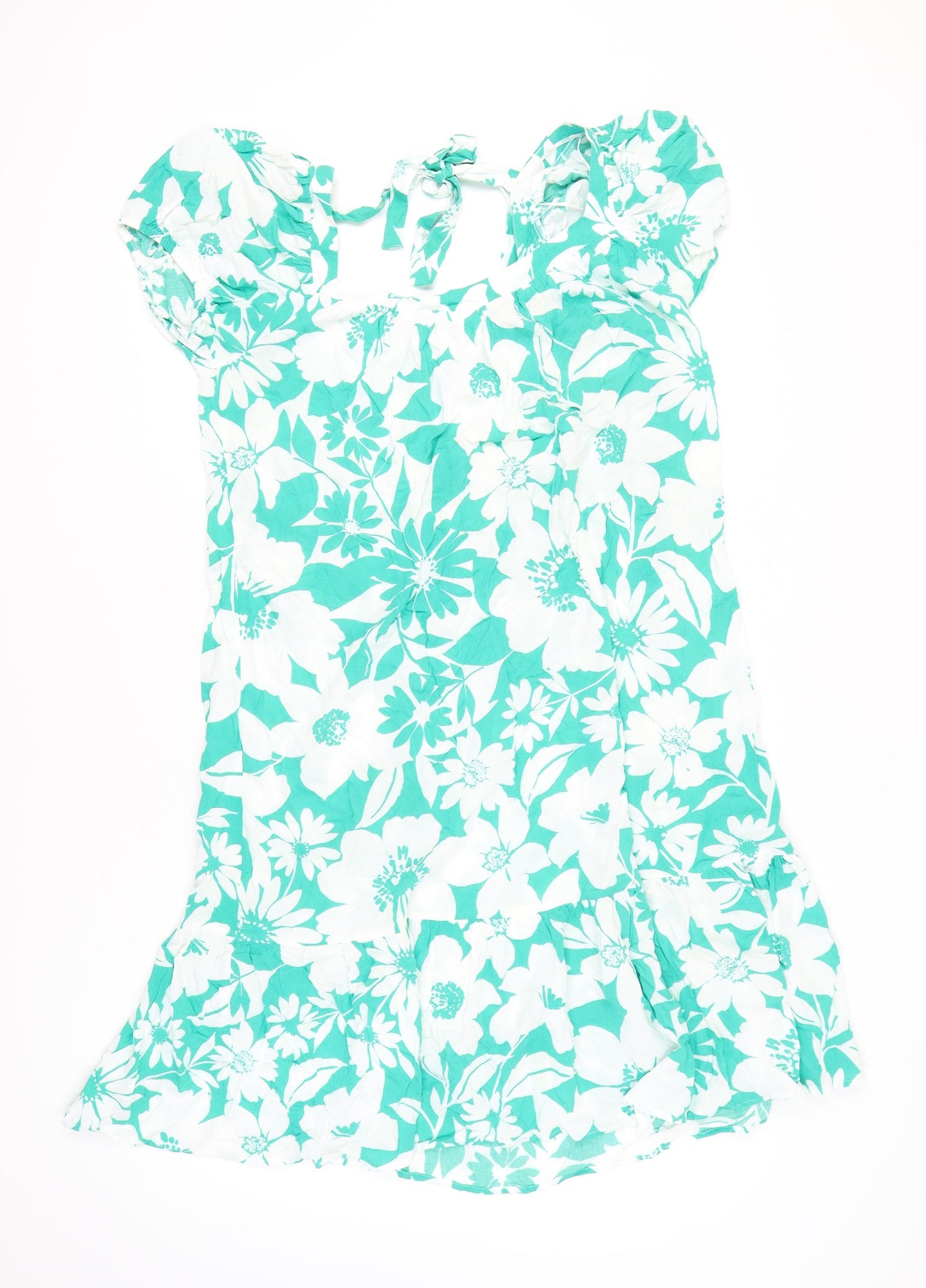 Papaya Women’s Green Floral A-Line Short Dress Size 16 Summer Casual
