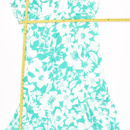Papaya Women’s Green Floral A-Line Short Dress Size 16 Summer Casual