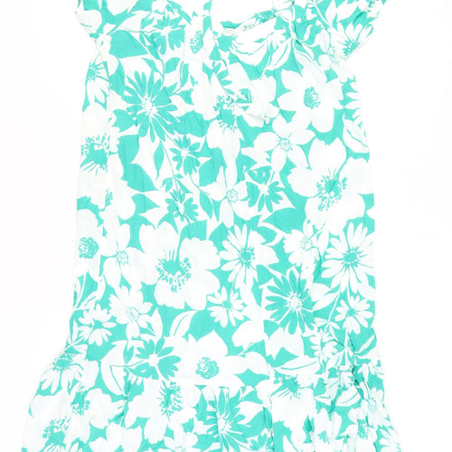 Papaya Women’s Green Floral A-Line Short Dress Size 16 Summer Casual