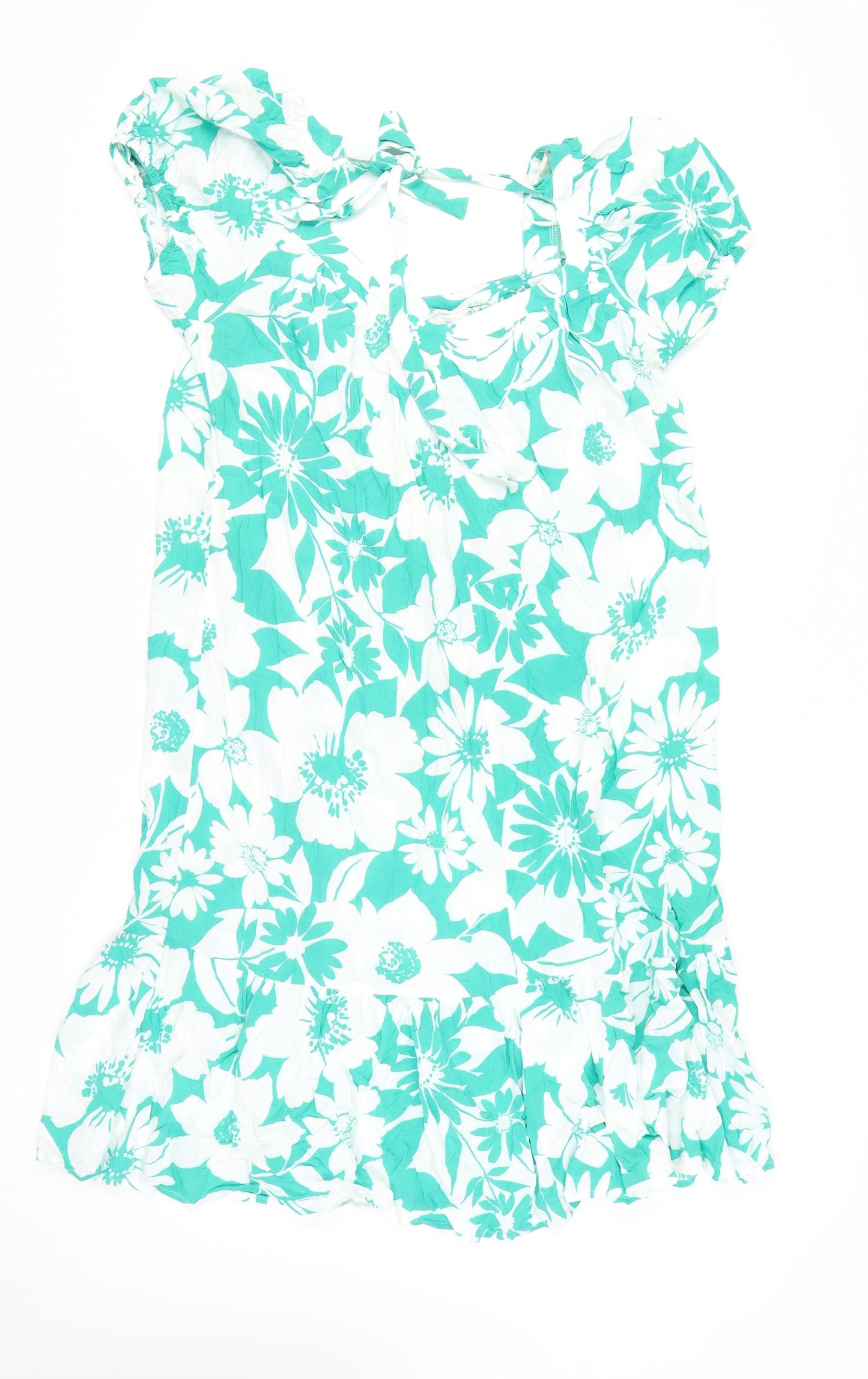Papaya Women’s Green Floral A-Line Short Dress Size 16 Summer Casual