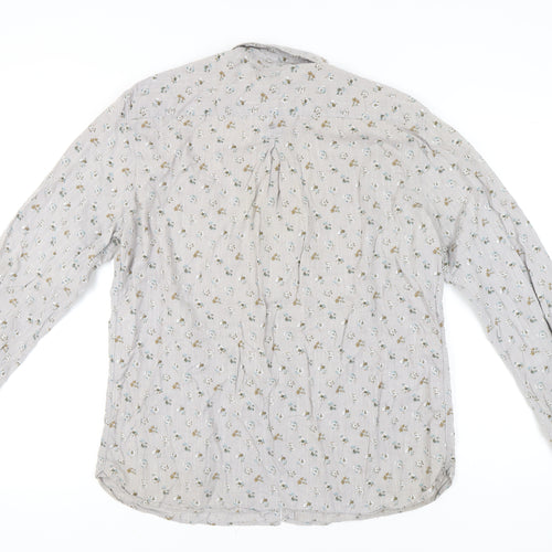 Rocha John Rocha Men's Beige Floral Button-Up Shirt XL Long Sleeve