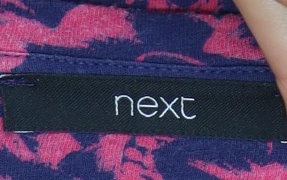 Next Women's Multicoloured Floral Studded Hem V-Neck T-Shirt UK 18