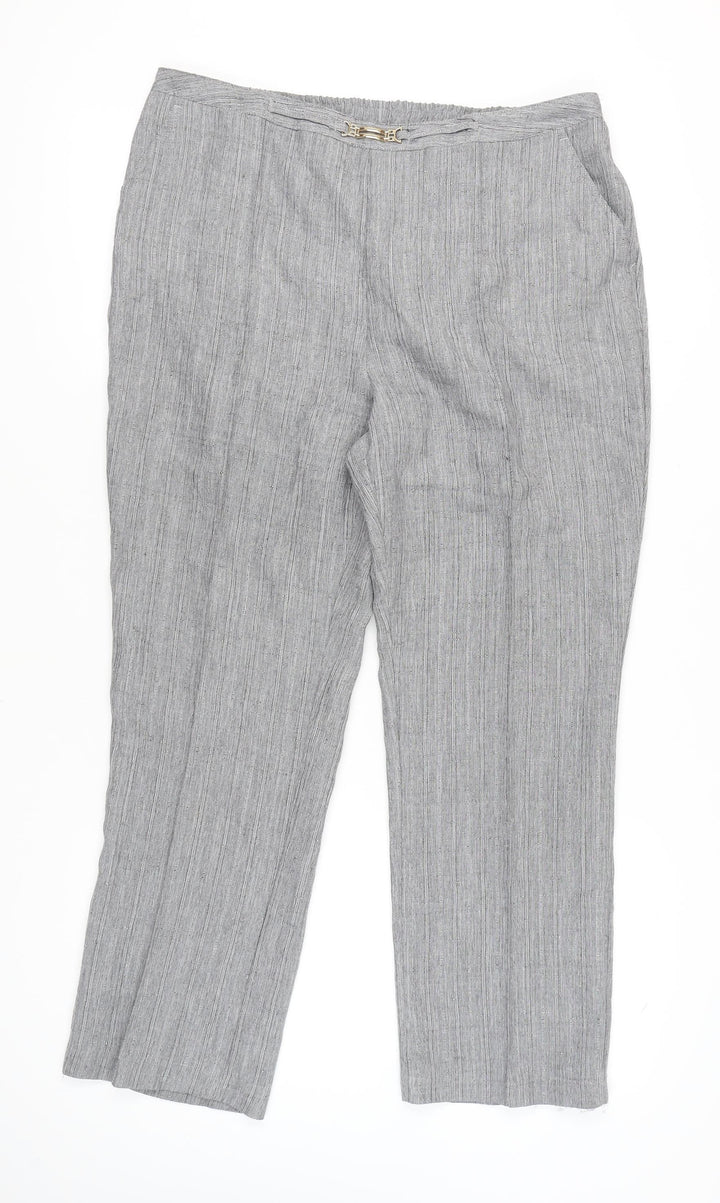 Damart Women’s Grey Straight Leg Trousers UK 20 Elastic Waist 29in