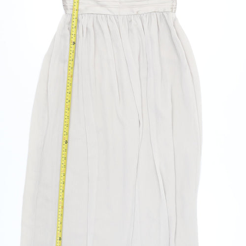 H&M Women’s Beige One Shoulder Maxi Chiffon Dress Size 10 Formal Wedding