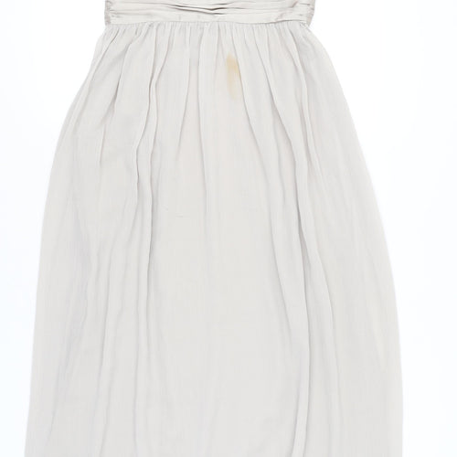 H&M Women’s Beige One Shoulder Maxi Chiffon Dress Size 10 Formal Wedding
