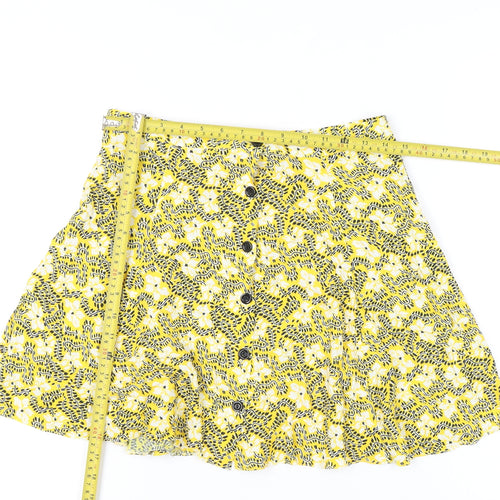 Miss Selfridge Women’s Yellow Floral A-Line High Rise Skirt UK 12