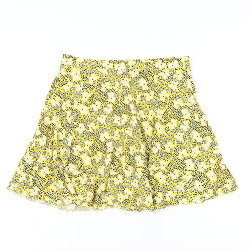 Miss Selfridge Women’s Yellow Floral A-Line High Rise Skirt UK 12