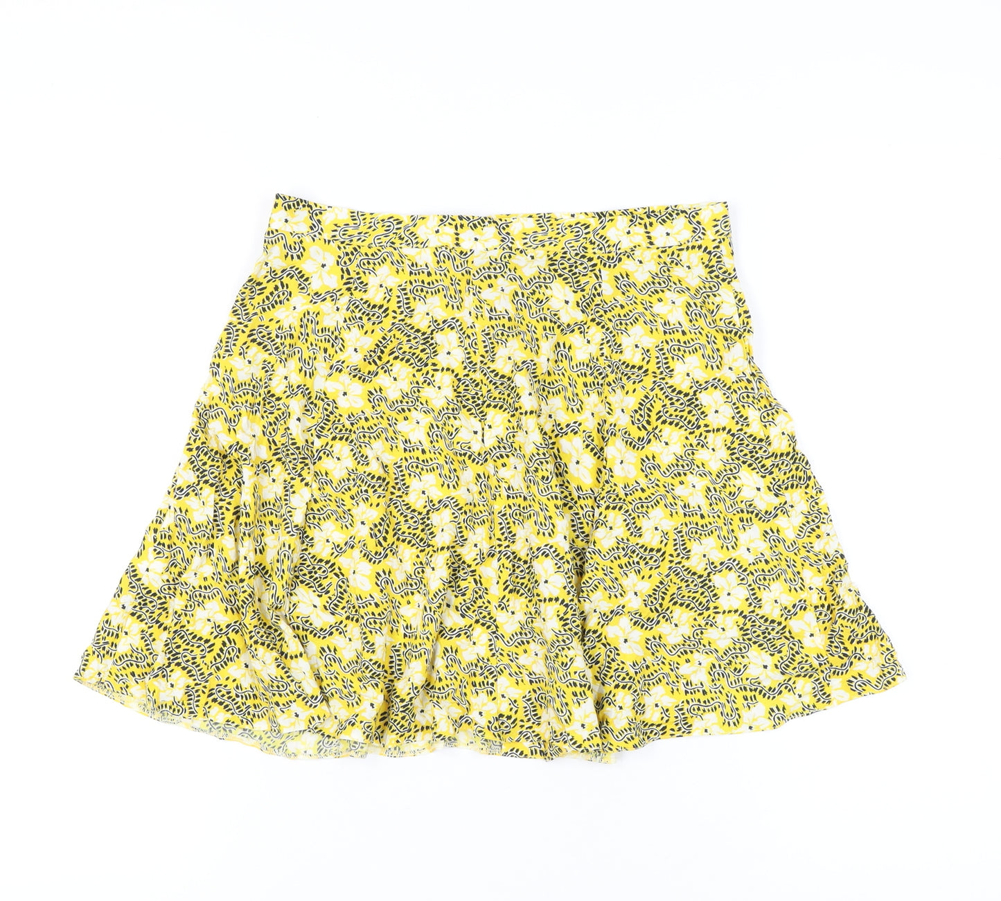 Miss Selfridge Women’s Yellow Floral A-Line High Rise Skirt UK 12