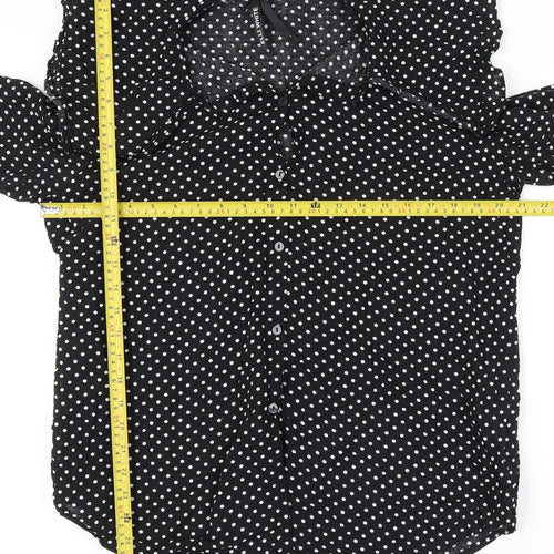 Elli White Women's Black Polka Dot Cotton Long Sleeve Shirt L